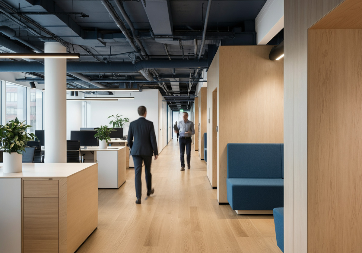 Facilities cart in hospital corridor